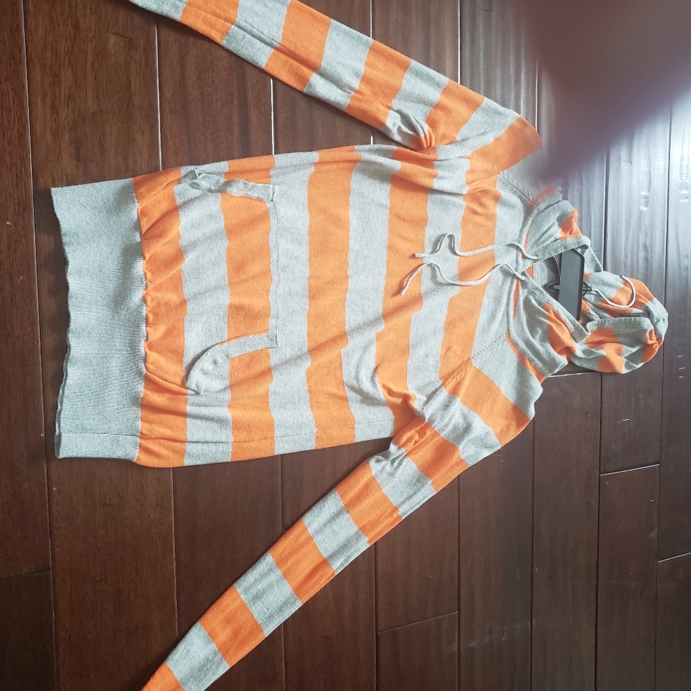 Orange & Gray Lightweight Hooded Longsleeve